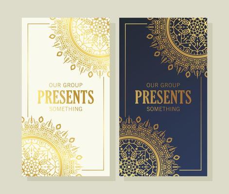 luxury card collection with ornament pattern