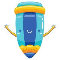 Cute pencil mascot character in flat cartoon style. vector