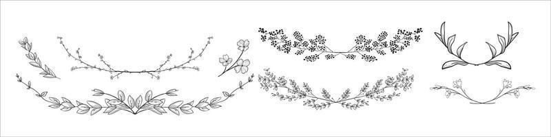 set of flowers vector