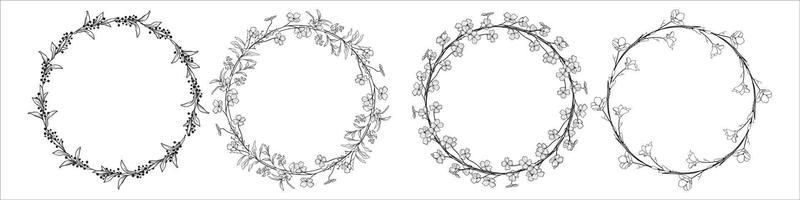 Set of vector hand drawn laurels, wreath, branches