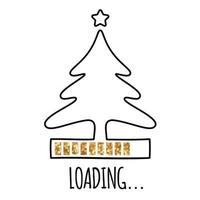 Line Christmas trees with golden loading bar vector