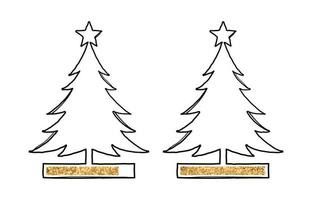 Línea de árboles de navidad con barra de carga dorada. vector