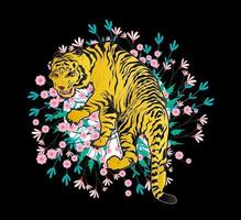 tiger illustration design for sukajan is mean japan traditional cloth or t-shirt with digital hand drawn Embroidery Men T-shirts Summer Casual Short Sleeve Hip Hop T Shirt Streetwear vector