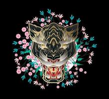 diseño de ilustración de tigre para sukajan es malo tela o camiseta tradicional de japón con bordado digital dibujado a mano hombres camisetas verano casual manga corta hip hop camiseta streetwear vector