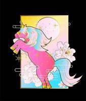 Ilustración de vector de unicornio para niños de chaqueta sukajan