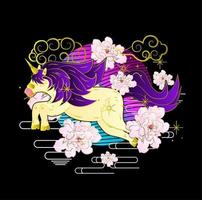 unicorn vector illustration for sukajan jacket kids