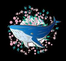 diseño de ilustración de ballena para sukajan es malo tela o camiseta tradicional de japón con bordado digital dibujado a mano hombres camisetas verano casual manga corta hip hop camiseta streetwear vector