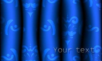 Blue realistic curtain with a pattern. Vector illustration.