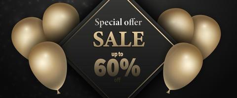 Special offer sale banner on luxury black background vector