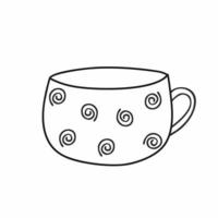 amplio círculo blanco con un hermoso patrón en espiral sobre un fondo blanco aislado. vajilla para té, café y ceremonia del té. elemento de diseño para el menú de una cafetería, restaurante o punto de recogida de alimentos. vector