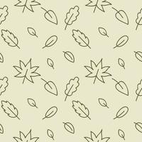 Endless autumn repeating background pattern with leaves, maple, birch, oak trees and branches from the tree. Ecology and nature protection. Vector Cover for textiles, clothing, packaging paper