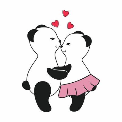 Two cute pandas hug and love each other. Vector cartoon illustration for  Valentine's day. Drawing funny animals for kids boys and girls. Panda on a  white background isolated 4598613 Vector Art at