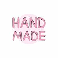 Handmade, lettering in pink letters and black outline. The text is written by hand. vector