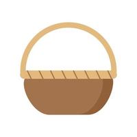 Empty food basket isolated on a white background. Vector flat cartoon illustration. Design element, sticker, single object.