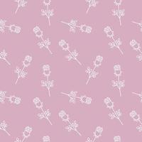 White roses on a pink background. Vector Doodle illustration. Endless seamless pattern with rose flower outline. Background for textiles, wrappers, website or web page design on the Internet.