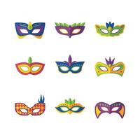 Mardi Gras Mask Icon Set vector