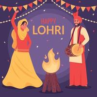 Man and Woman Dance in Lohri Festival