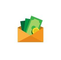 cash money on envelope for earning, gift or donate icon symbol in cartoon flat illustration vector isolated in white background