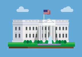 The White House Building in Washington D.C America famous landmark concept in cartoon flat illustration vector