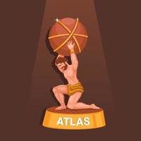 Atlas titán griego que lleva la figura de la estatua del mundo. vector de ilustración de símbolo de la mitología griega