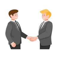 apretón de manos de hombre de negocios, vector de ilustración plana de dibujos animados de negociación exitosa de asociación