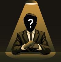 Mysterious man under spotlight. businessman with no identity in noir concept illustration vector