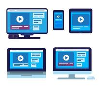 Icon set multi devices video streaming flat design vector