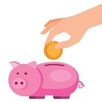 save money in piggy bank flat illustration design vector