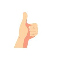 human hand with thumbs up symbol in cartoon flat illustration vector isolated in white background