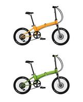 Folding bike, citizen bicycle in two color in realistic illustration vector on white background