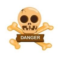 Skull danger, prohibition, warning, door and wall decoration sign cartoon flat illustration editable vector