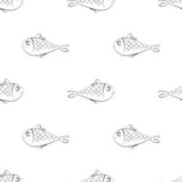 seamless pattern with fish sketch vector design. black line art concept. for backgrounds, wallpapers, backdrops, textiles, and your design needs. modern templates