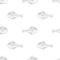 seamless pattern with fish sketch vector design. black line art concept. for backgrounds, wallpapers, backdrops, textiles, and your design needs. modern templates