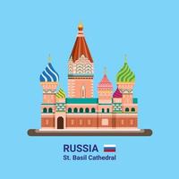 Catedral de San Basilio - Hito famoso de Rusia en vector editable de ilustración de estilo plano
