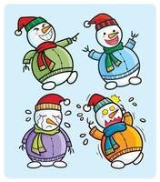 Funny christmas snowman with many expression vector