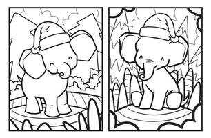 Cute christmas elephant coloring pages vector