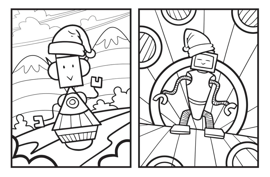 Funny christmas robot coloring pages 4600083 Vector Art at ...