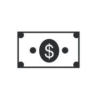 icono de dólar, dinero, símbolo de moneda ilustración vectorial. diseño plano financiero y bancario con elementos para conceptos móviles y sitios web vector gratuito