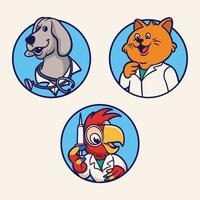 doctors dogs, cats and parrots animal logo mascot illustration pack