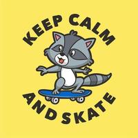 tipografía de lema animal vintage mantén la calma y patina para el diseño de la camiseta