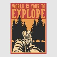 vintage poster design world is your to explore retro illustration vector