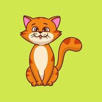 cartoon animal design cat sits facing forward cute mascot logo vector