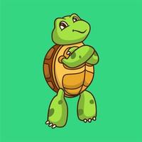 diseño de animales de dibujos animados tortuga fresca logotipo de mascota linda vector