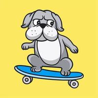 diseño de animales de dibujos animados bulldog patineta linda mascota logo vector