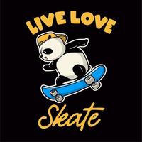 vintage animal slogan typography live love skate for t shirt design vector