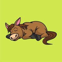 diseño animal de dibujos animados caballo durmiente logotipo de la mascota linda vector