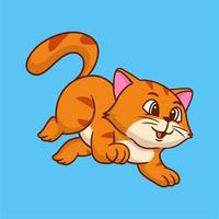 diseño de animales de dibujos animados gato corriendo logotipo de mascota linda vector