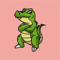 diseño de animales de dibujos animados cocodrilo fresco logotipo de mascota lindo