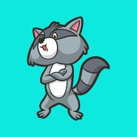 cartoon animal design cool raccoon cute mascot logo vector