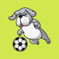cartoon animal design bulldog playing ball cute mascot logo